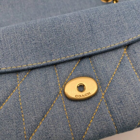 Coach Quilted Tabby 26 Medium Denim Shoulder Bag - Picture 7 of 8